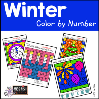 Preview of Winter Holiday Color by Number (December & January)