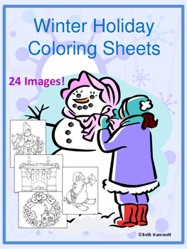 Preview of Winter Holiday Coloring Sheets