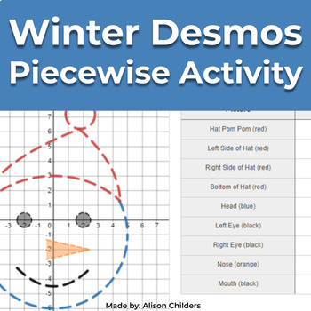 Preview of Winter & Holiday Desmos Piecewise Activity - No Prep Christmas Graphing Activity