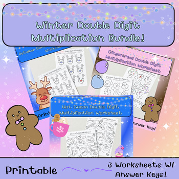 Preview of Winter Holiday Double Digit Multiplication Bundle!