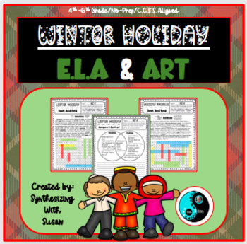 Preview of Winter Holiday E.L.A., Writing and Art With Informational Text Passages