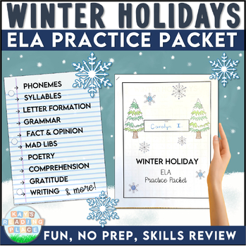 Preview of Winter Holiday ELA No Prep Packet 2nd grade to Upper Elementary