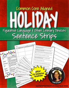 Preview of Winter Holiday Figurative Language Sentence Strips NO PREP
