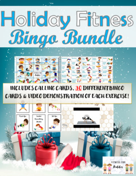 Preview of Winter Holiday Fitness Bingo BUNDLE (30 Cards & Exercise Video Demonstrations)