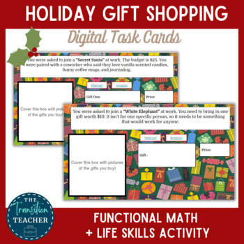 Preview of Winter Holiday Gift Shopping Digital Task Cards | Life Skills Activity