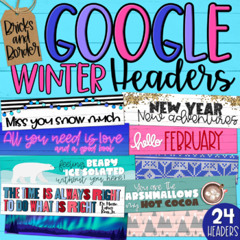Preview of Winter January Google Classroom Headers BUNDLE