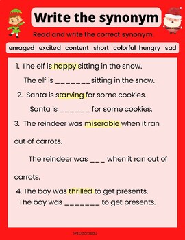 Preview of Winter/Holiday Handouts- Synonyms and Antonyms