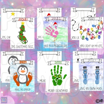 Winter Holiday Handprint / Fingerprint / Footprint Craft Template Set