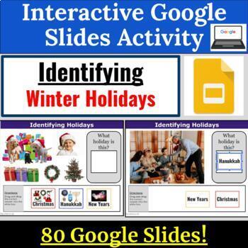 Preview of Winter Holiday Identification for Special Education Google Slides REAL IMAGES