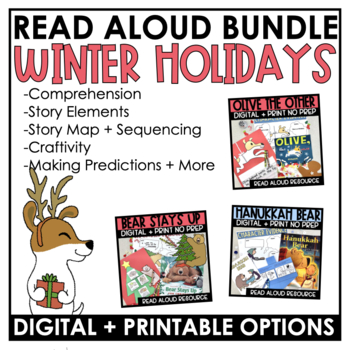 Preview of Winter Holiday Interactive Read Aloud Digital + Print Google Slides | RETELL