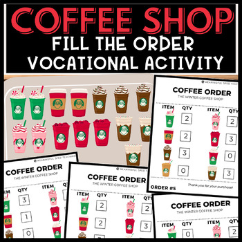 Preview of Winter Holiday Life Skills Fill the Coffee Order Vocational Special Education
