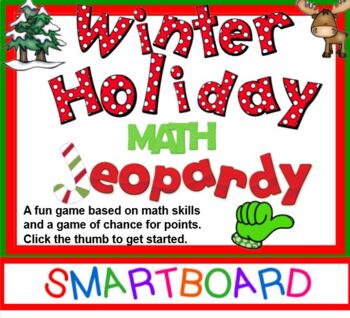 Preview of Winter Holiday MATH Jeopardy SMARTBOARD