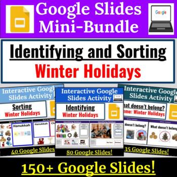 Preview of Winter Holiday MINI-BUNDLE for Special Education Google Slides REAL IMAGES