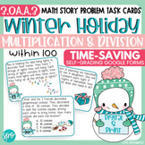 Winter Holiday Math Word Problem Task Cards Multiply & Div