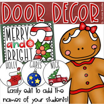 Preview of Winter Holiday Merry Christmas Door Decorations Bulletin Board Display EDITABLE