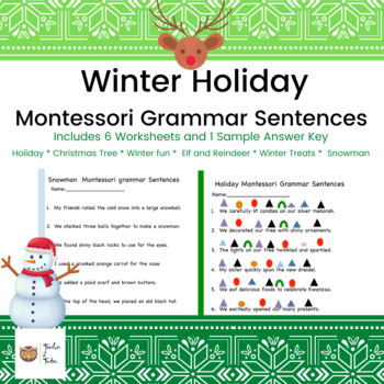 Preview of Winter Holiday Montessori Grammar