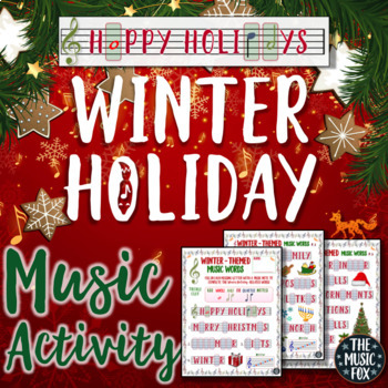 Preview of Winter Holiday Music Activity! Letter/Music Note Fill-Ins (Treble & Bass Clef)