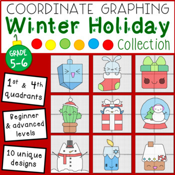 Preview of Winter Holiday Mystery Pictures Coordinate Graphing