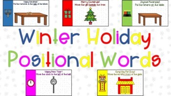 Preview of Winter Holiday Positional Words Google Slides