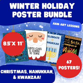 Preview of Winter Holiday Poster Bundle - December Bulletin Board - 8.5" x 11" - 67 POSTERS