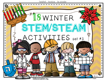 Preview of Winter Holiday STEM & STEAM Activities (Hanukkah, Kwanzaa, Las Posadas)