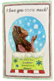 Winter Holiday Snow Globe Blowing Kisses Card Gift CHRISTM