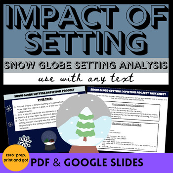 Preview of Impact of Setting Winter Holiday Snow Globe Setting Analysis Activity ANY TEXT