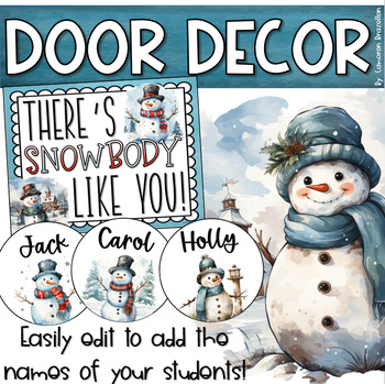 Preview of Winter Holiday Snowman Door Decorations Bulletin Board Display  EDITABLE