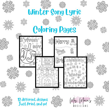 Preview of Winter Holiday Song Lyric Coloring Pages
