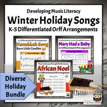Preview of Winter Holiday Songs and Orff Music Activities BUNDLE - Classroom or Performance