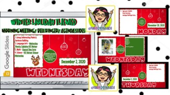 Preview of Winter Holiday Themed Agenda/ Bellringer/ Morning Meeting Slides