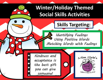Preview of Winter/Holiday Themed Social Skills Activities Words, Feelings, Acceptance