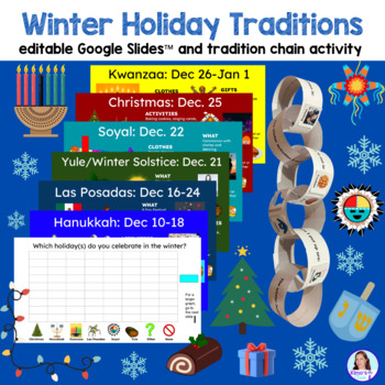 Preview of Winter Holiday Traditions: Google Slides™ Lesson & Tradition Chain Craft | SEL
