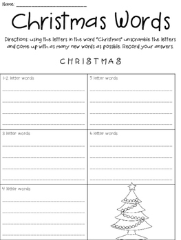 Winter Holiday Word Scrambles by Southern Smartie | TPT