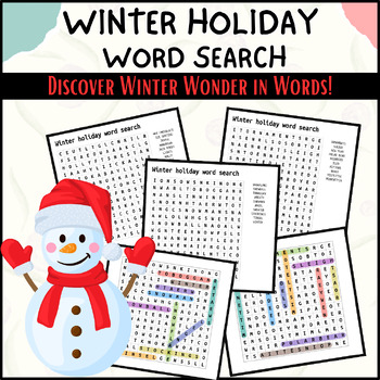 Preview of Winter Holiday Word Search: A Great Way to Celebrate the Winter Holidays!