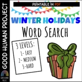FREEBIE! Winter Holiday Word Search  | Christmas-Hanukkah-Kwanzaa | 3 LEVELS