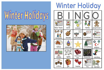 Preview of Winter Holidays Adapted Book + BINGO + Worksheet