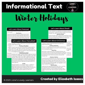 Preview of Winter Holidays Around The World Informational Text