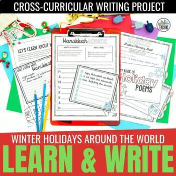 Preview of Holidays Around the World Booklet: December Holiday Comprehension & Writing