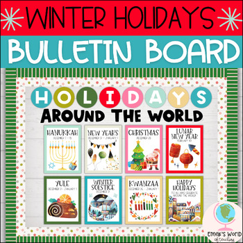Preview of Winter Holidays Around the World Bulletin Board Kit (December Decor) - EDITABLE