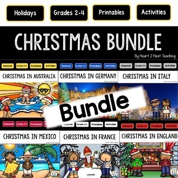 Preview of Christmas Around the World Activities Bundle Project Flip Books Winter Holidays