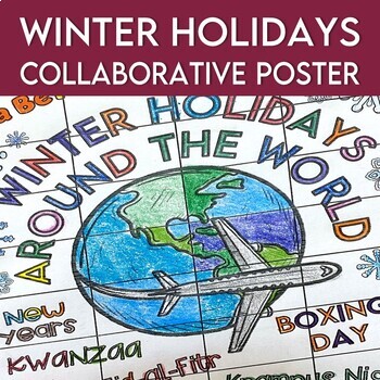 Preview of Winter Holidays Around the World Collaborative Poster with Reading Extension