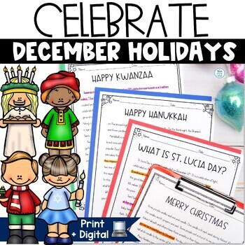 Preview of Winter Holidays Around the World December Reading Passage Christmas Kwanzaa