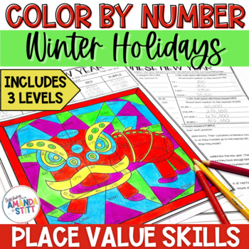 Preview of Winter Holidays Around the World Math Worksheets - Holiday Place Value Review
