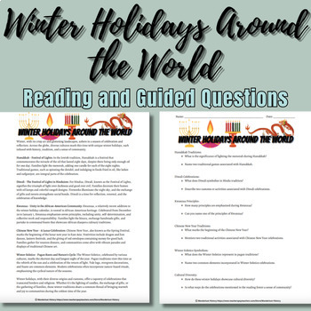 Preview of Winter Holidays Around the World Reading| Diwali, Kwanzaa, Hanukkah and more!
