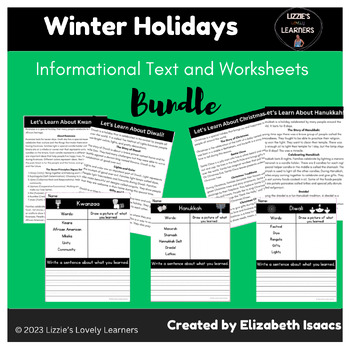Preview of Winter Holidays Bundle: Worksheets and Informational Texts