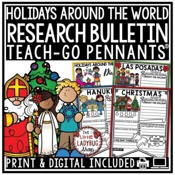 Preview of Holidays Christmas Around The World Research Project Bulletin Board December
