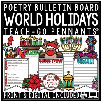 Preview of Winter Holidays Christmas Around the World Poetry Writing Bulletin Board Poem