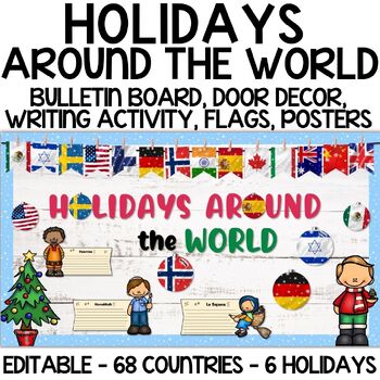 Preview of Winter Holidays, Christmas around the World Bulletin Board & Door Decor Craft