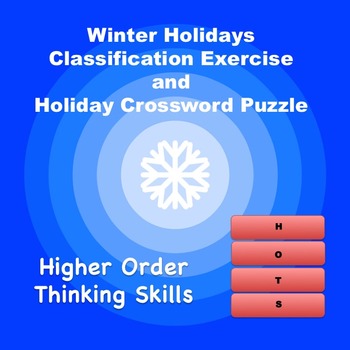 Preview of Winter Holidays Classification Exercise and Holiday Crossword Puzzzle